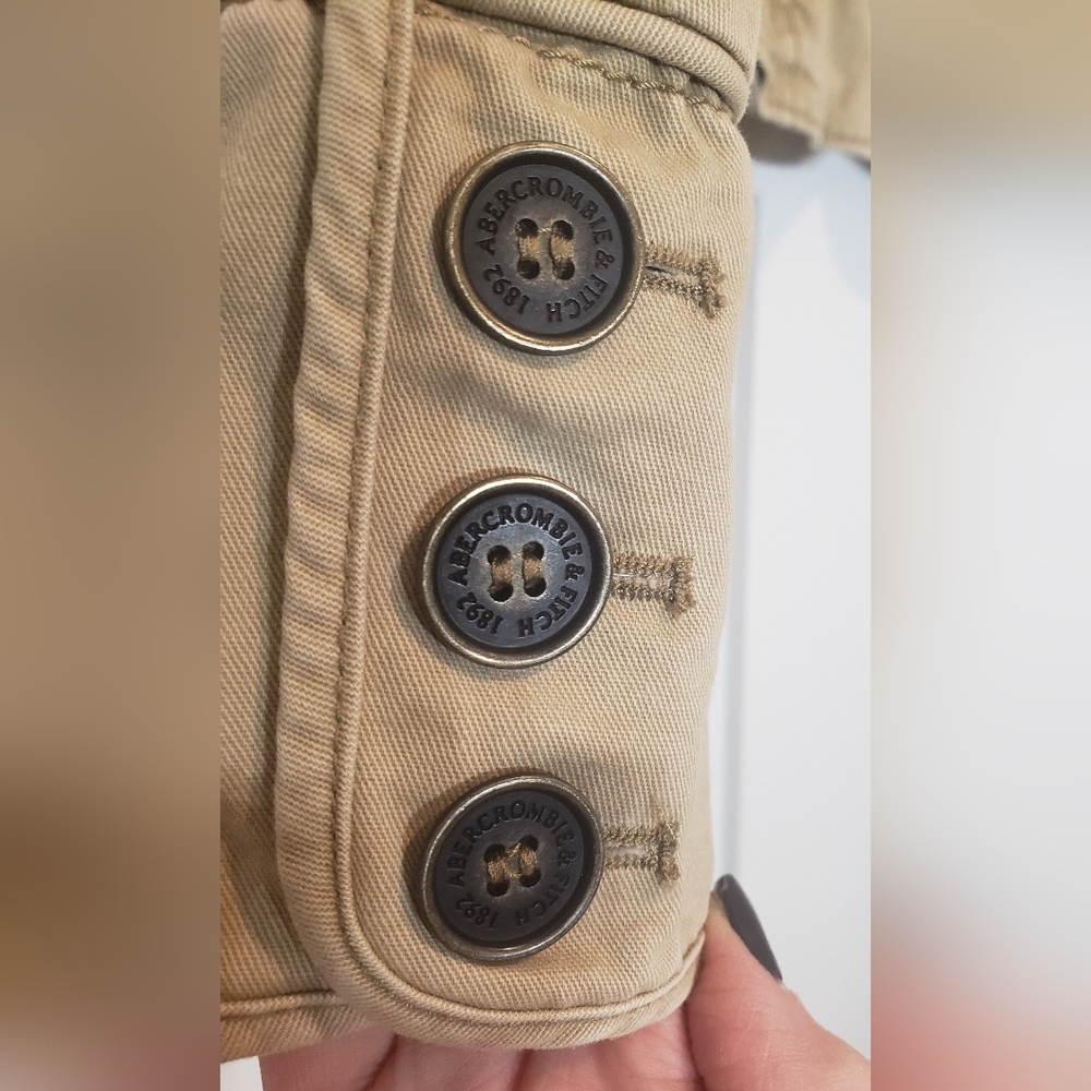 Abercrombie & Fitch Military Jacket Button Down Chest Snap Pockets Tan S… - Picture 12 of 16